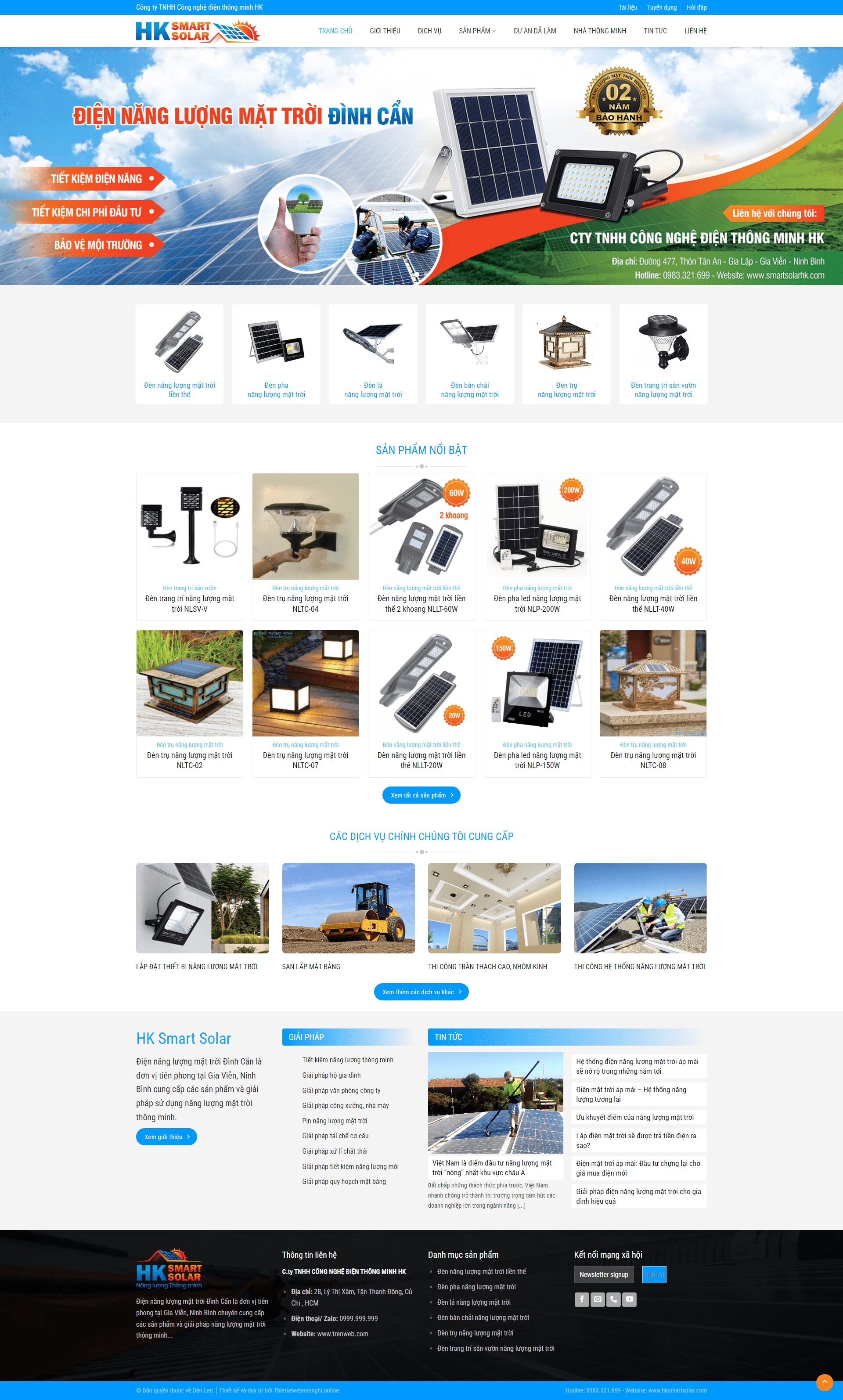 Giao diện website Đèn Led 1 denled