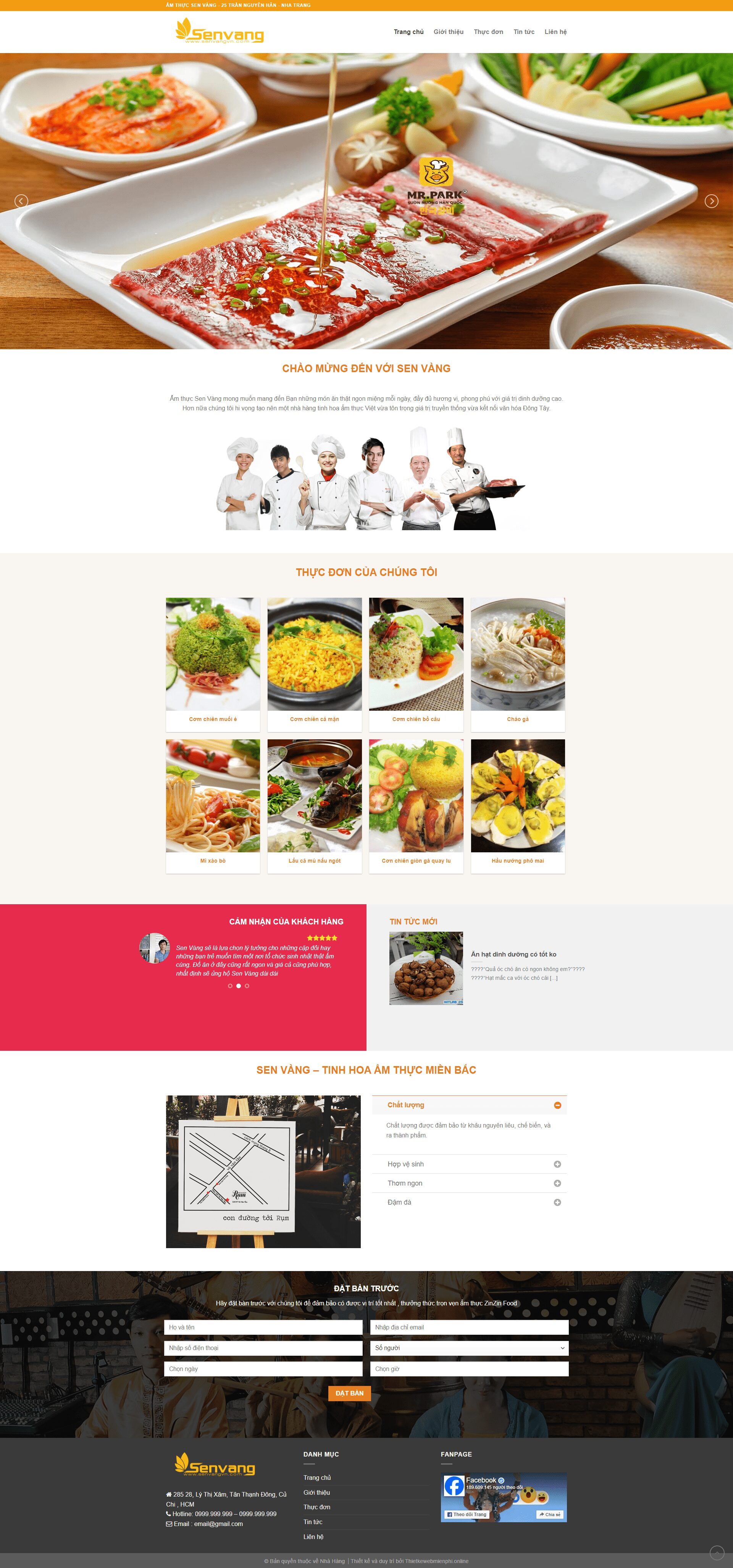 Giao diện website Nhà Hàng 1 nhahang