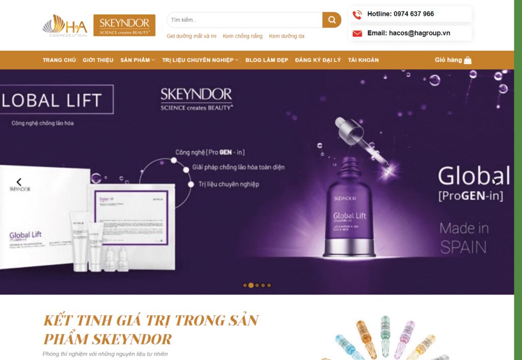 thiet ke website ban hang truc tuyen my pham skeydor 3020