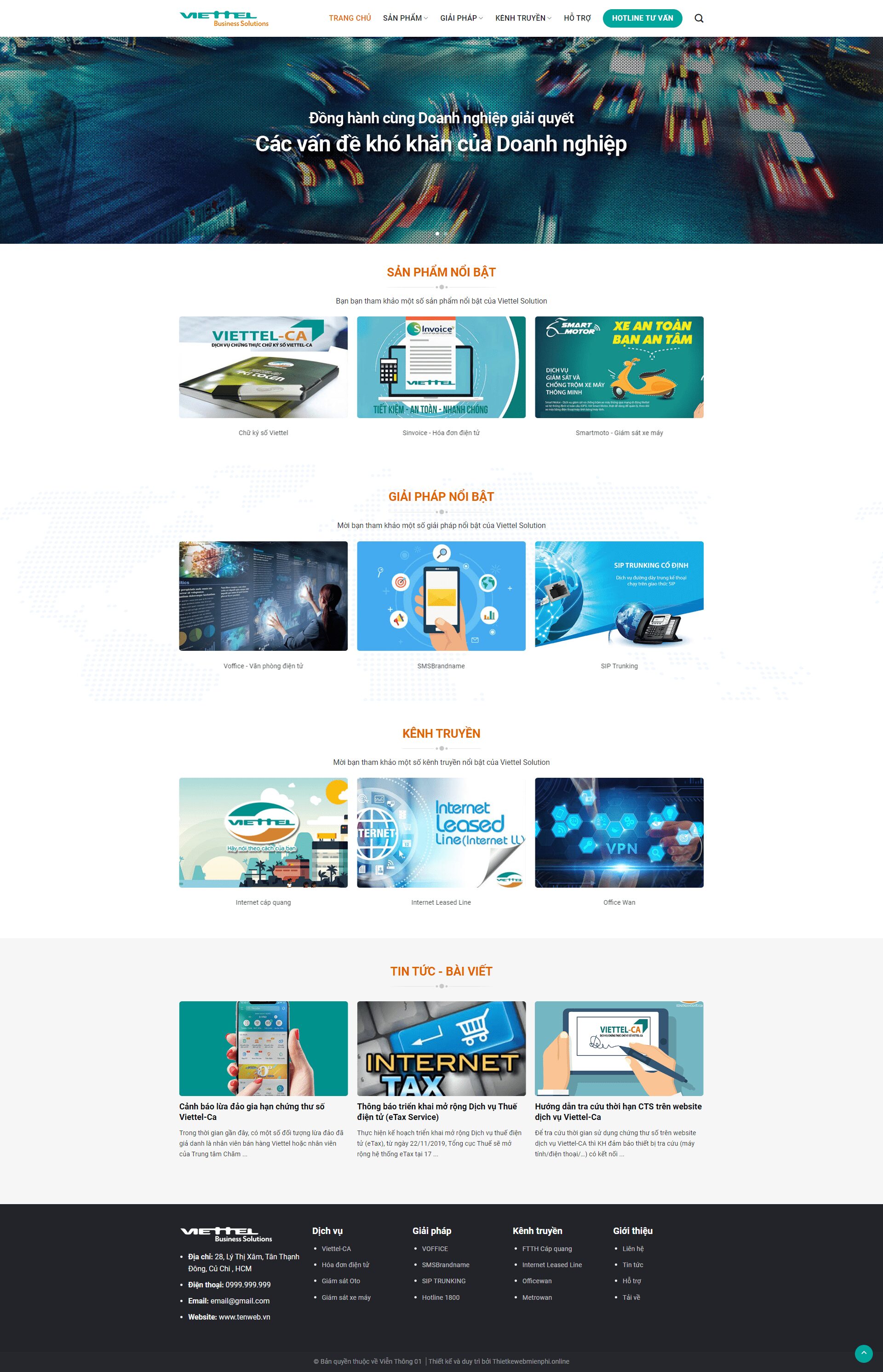 Giao diện website Viễn Thông 1 1 vienthong1