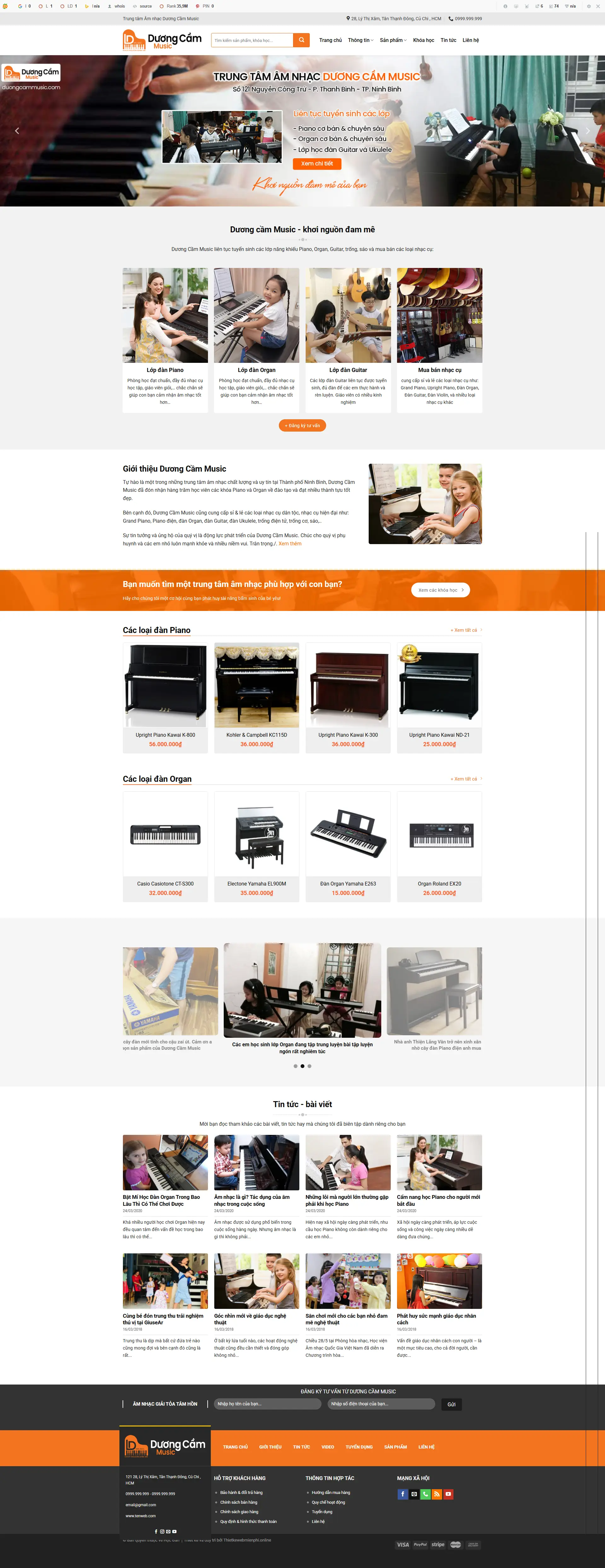 Giao diện website Học Đàn 1 hocdan