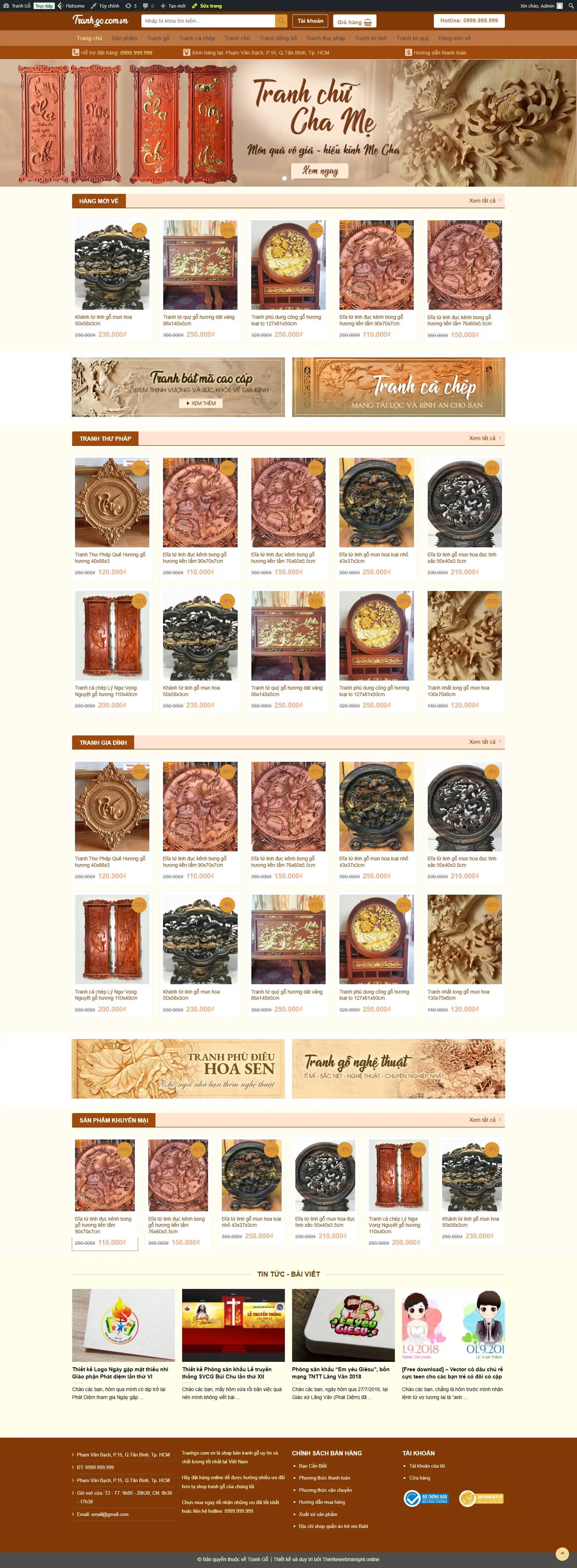 Giao diện website Tranh Gỗ 1 tranhgo