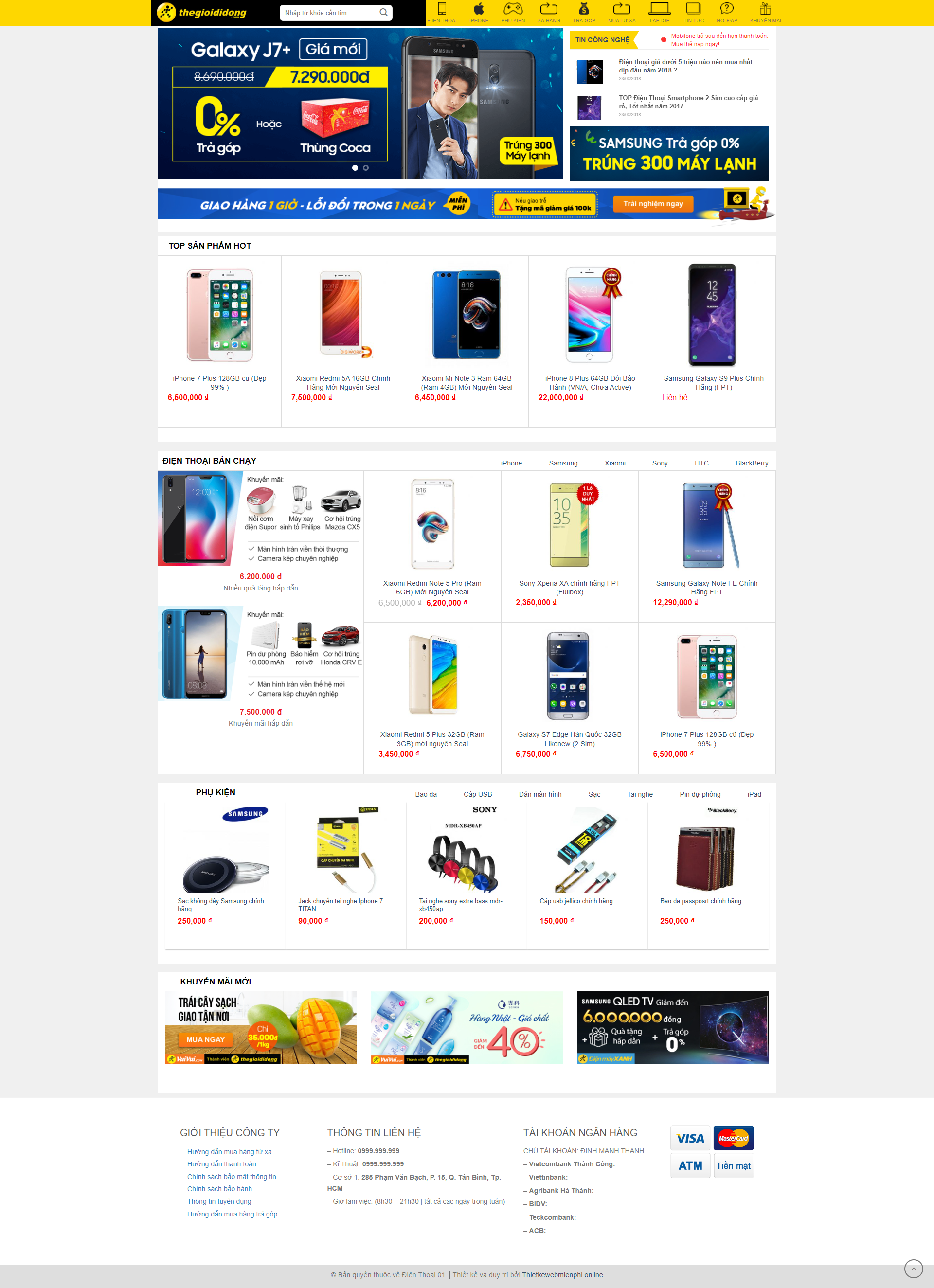 Thiết kế website bán hàng “Điện Thoại 01“