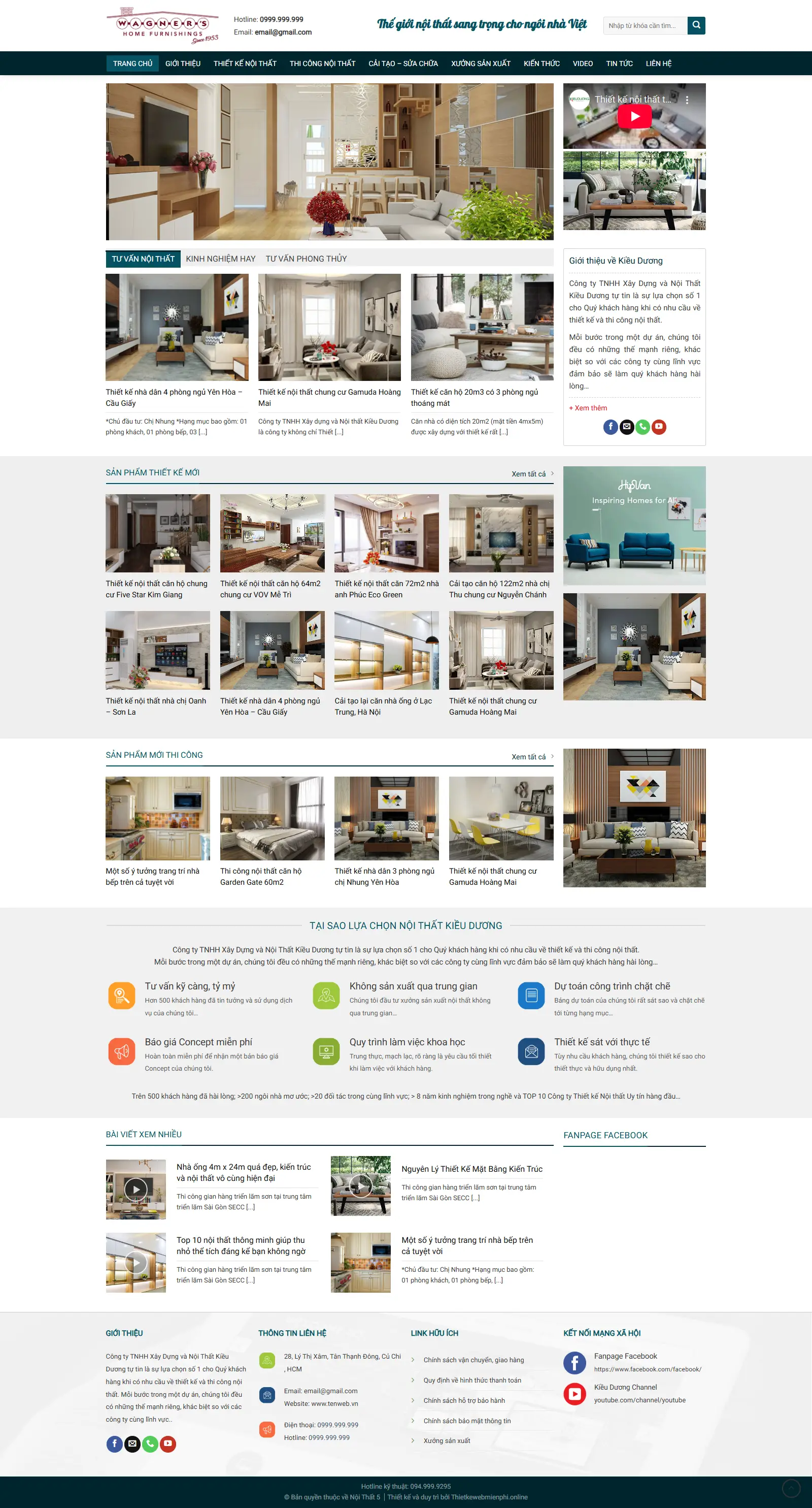 Giao diện website Nội Thất 05 1 Thiết kế website Nội thất "Nội Thất 05"