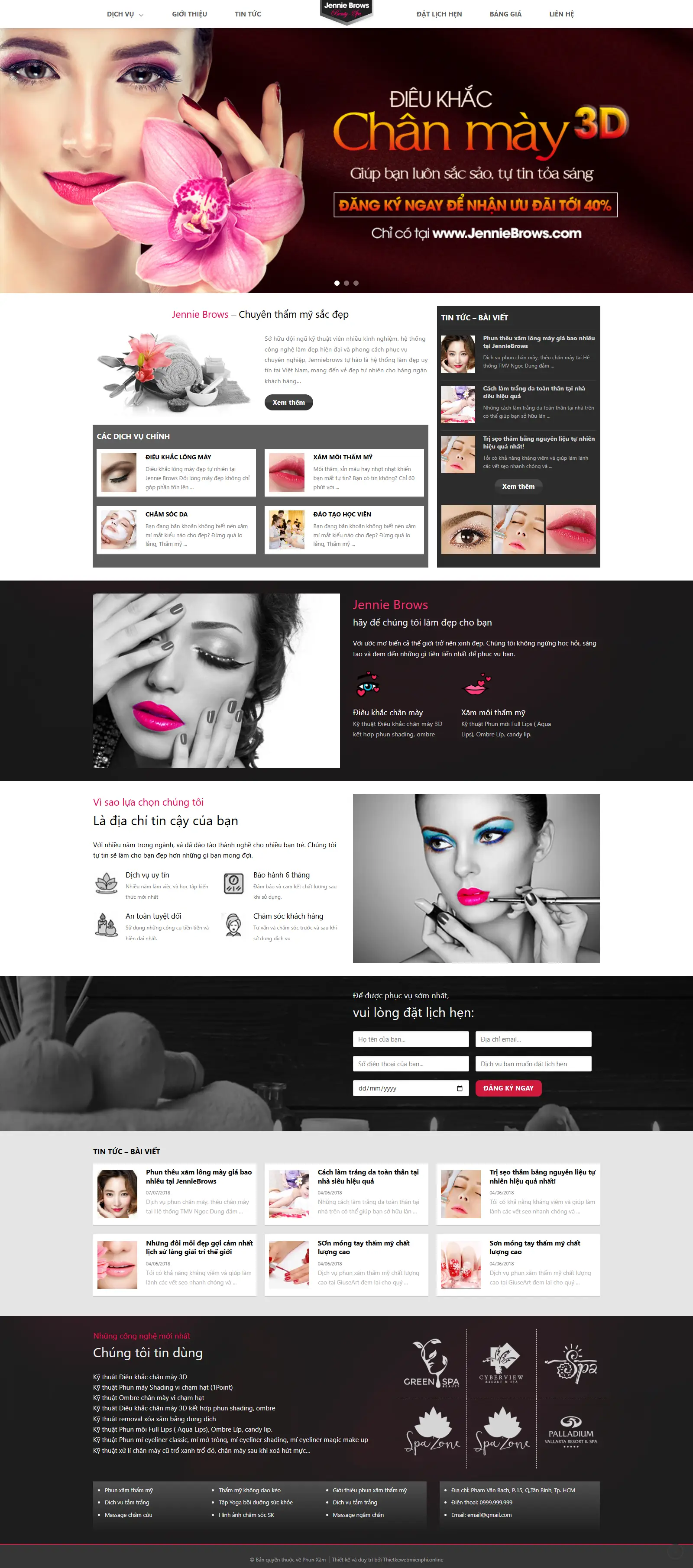 Giao diện website Phun Xăm 1 Thiết kế website Giới thiệu "Phun Xăm"