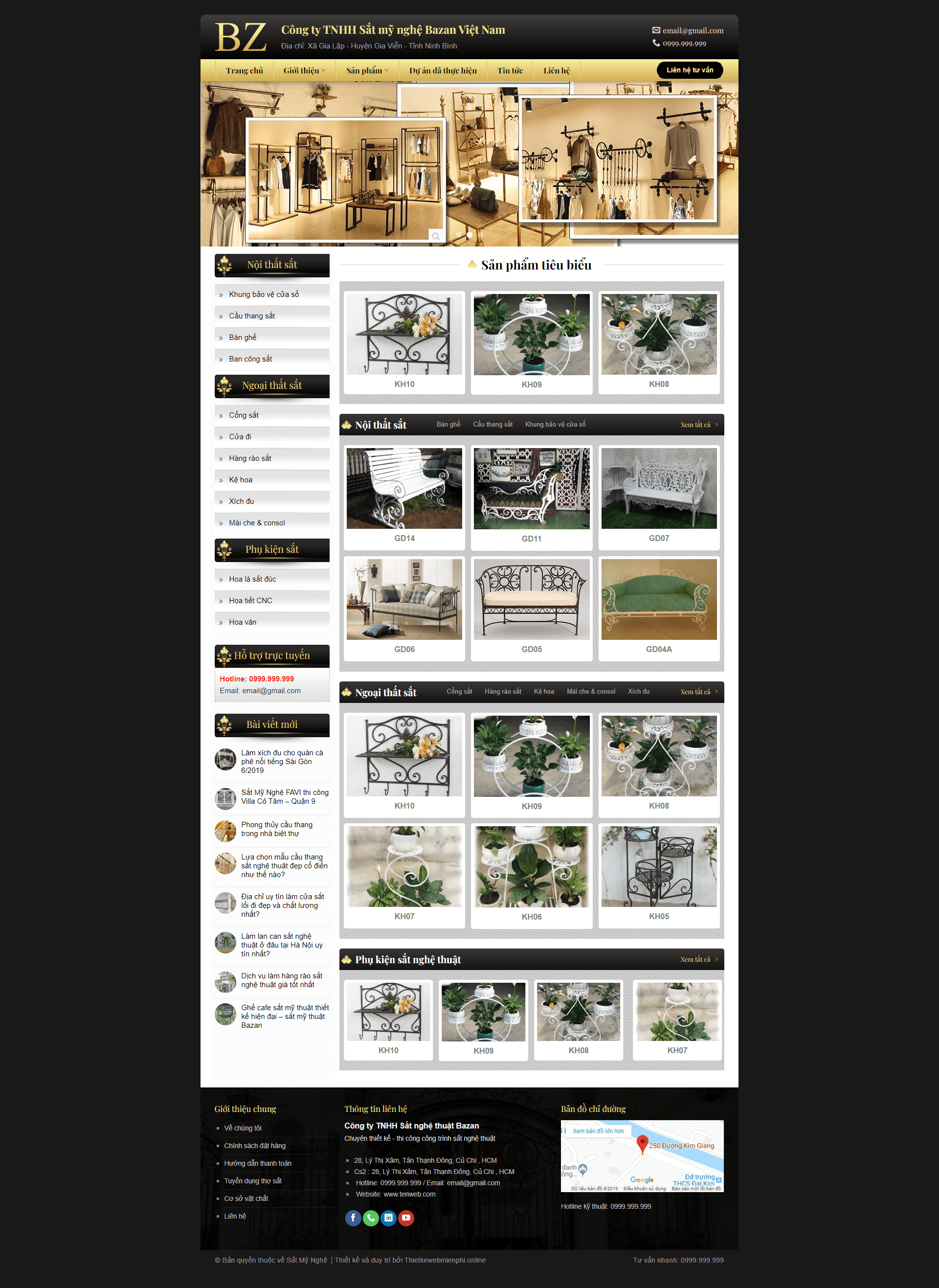Giao diện website Sắt Mỹ nghệ 1 satmynghe