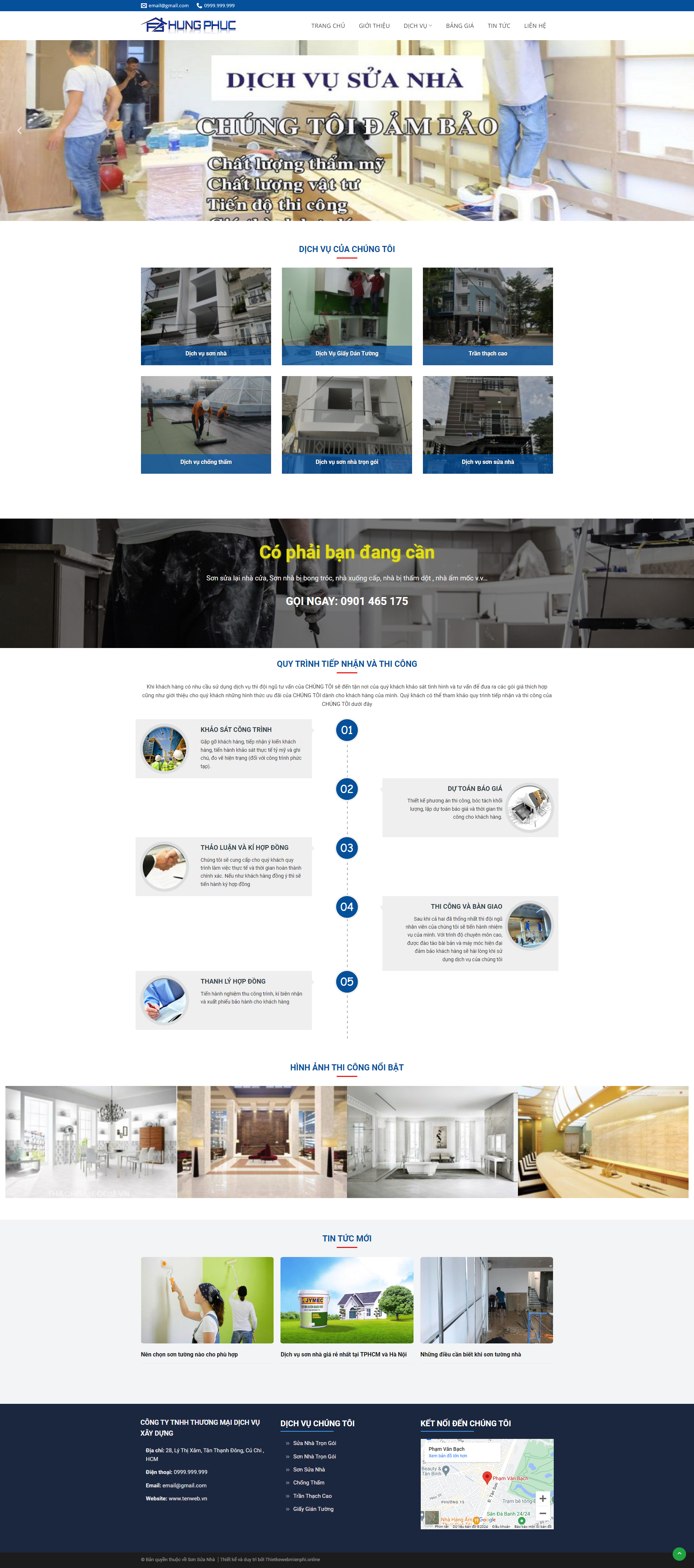 Giao diện website Sơn Sửa Nhà