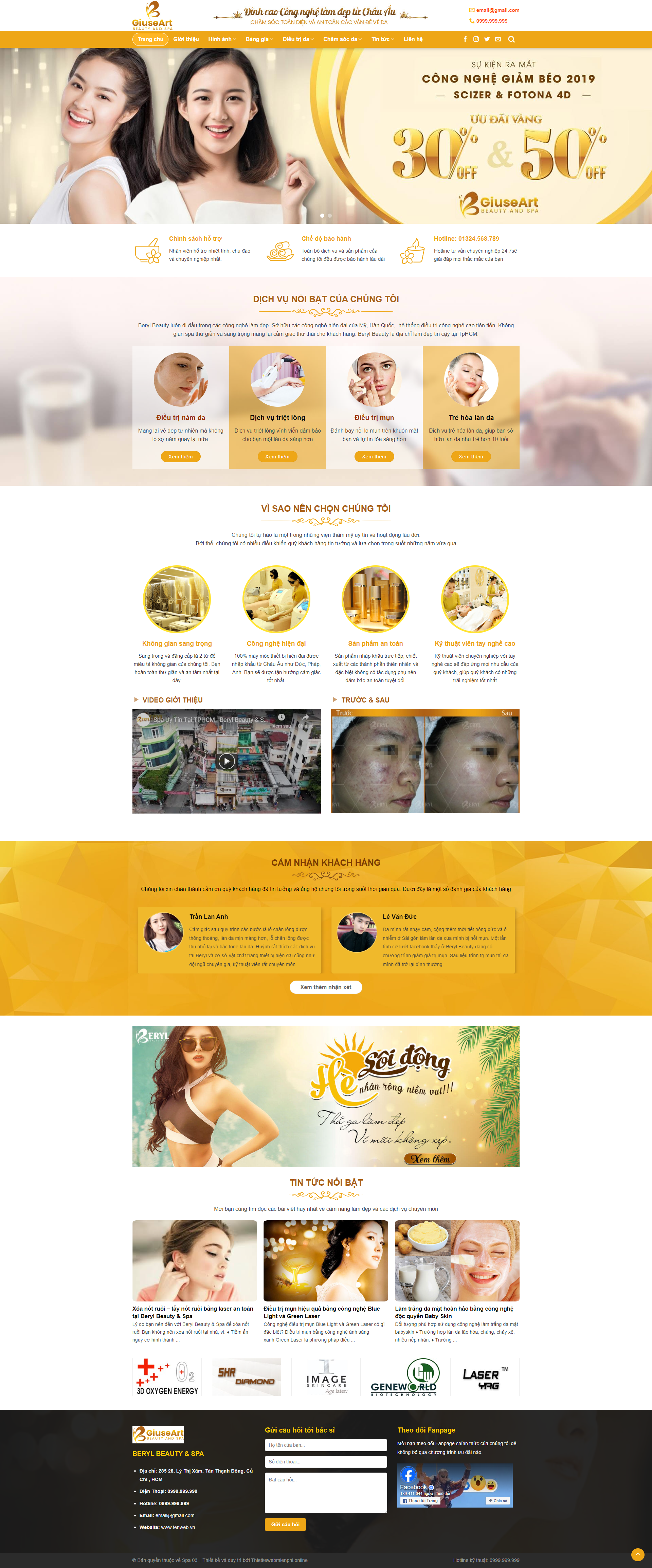 Giao diện website Spa3 1 Thiết kế website công ty“Spa 3“