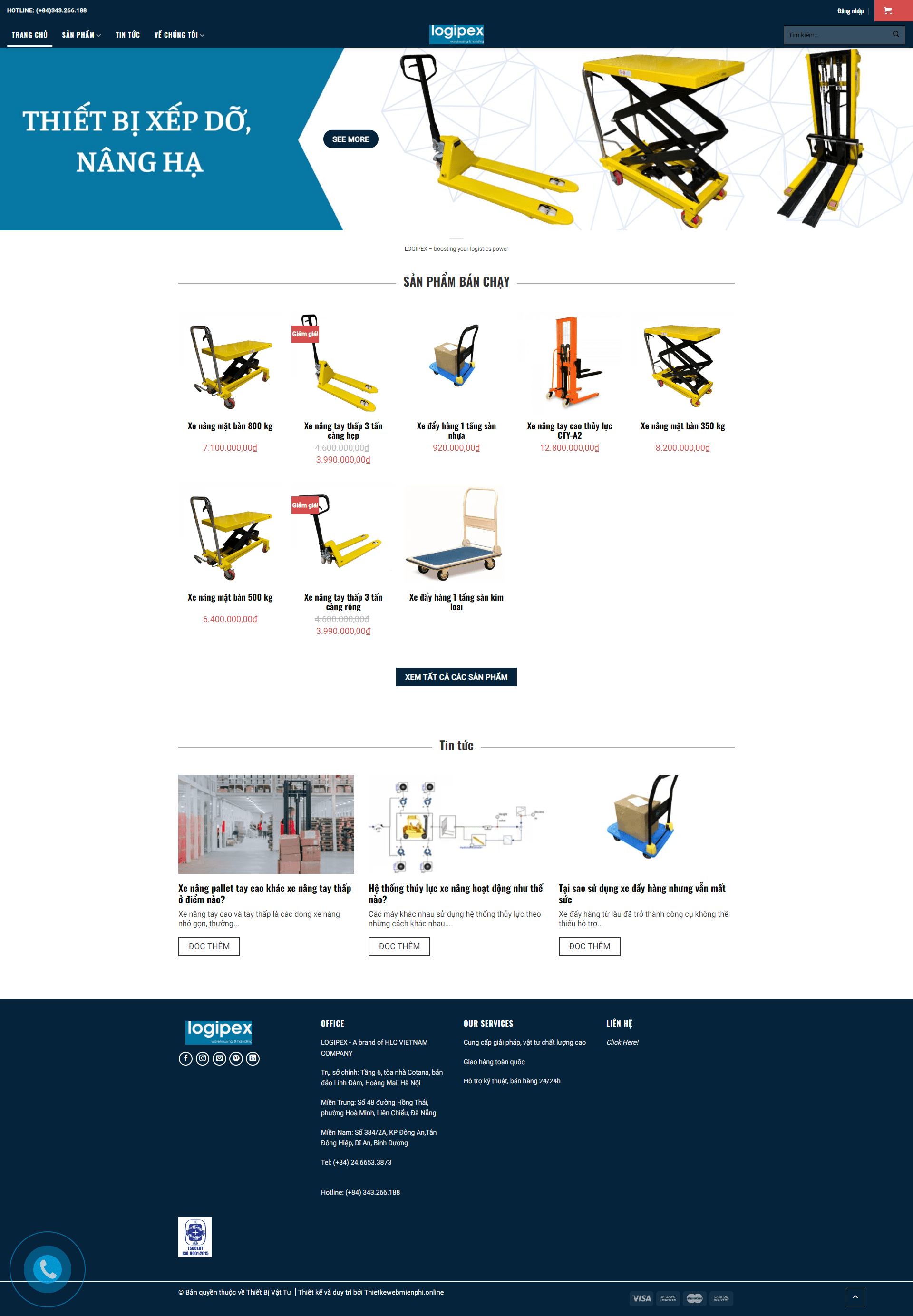 Giao diện website Thiết bị vật tư 1 thietbivattu