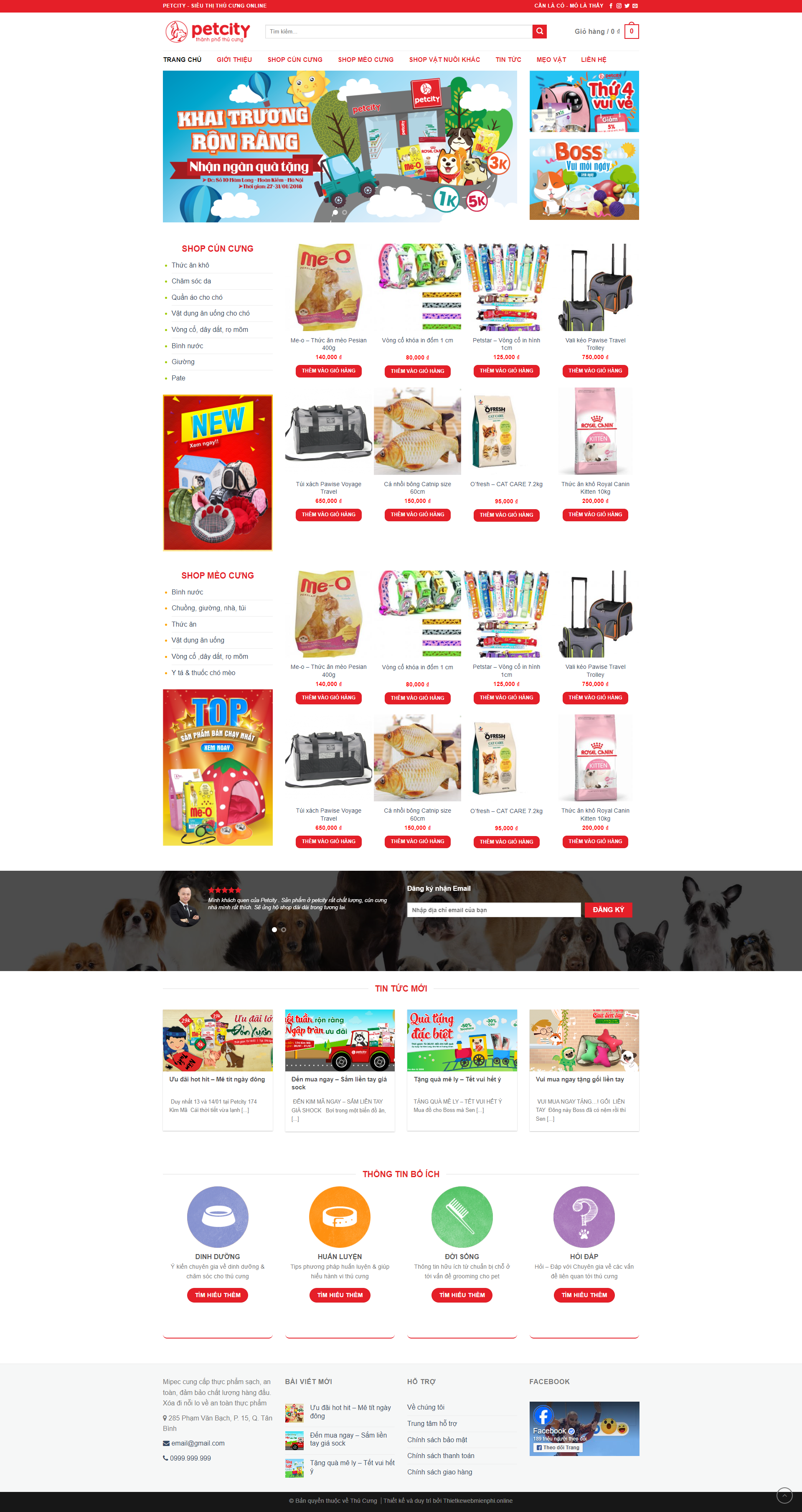 Thiết kế website bán hàng “Thú Cưng“