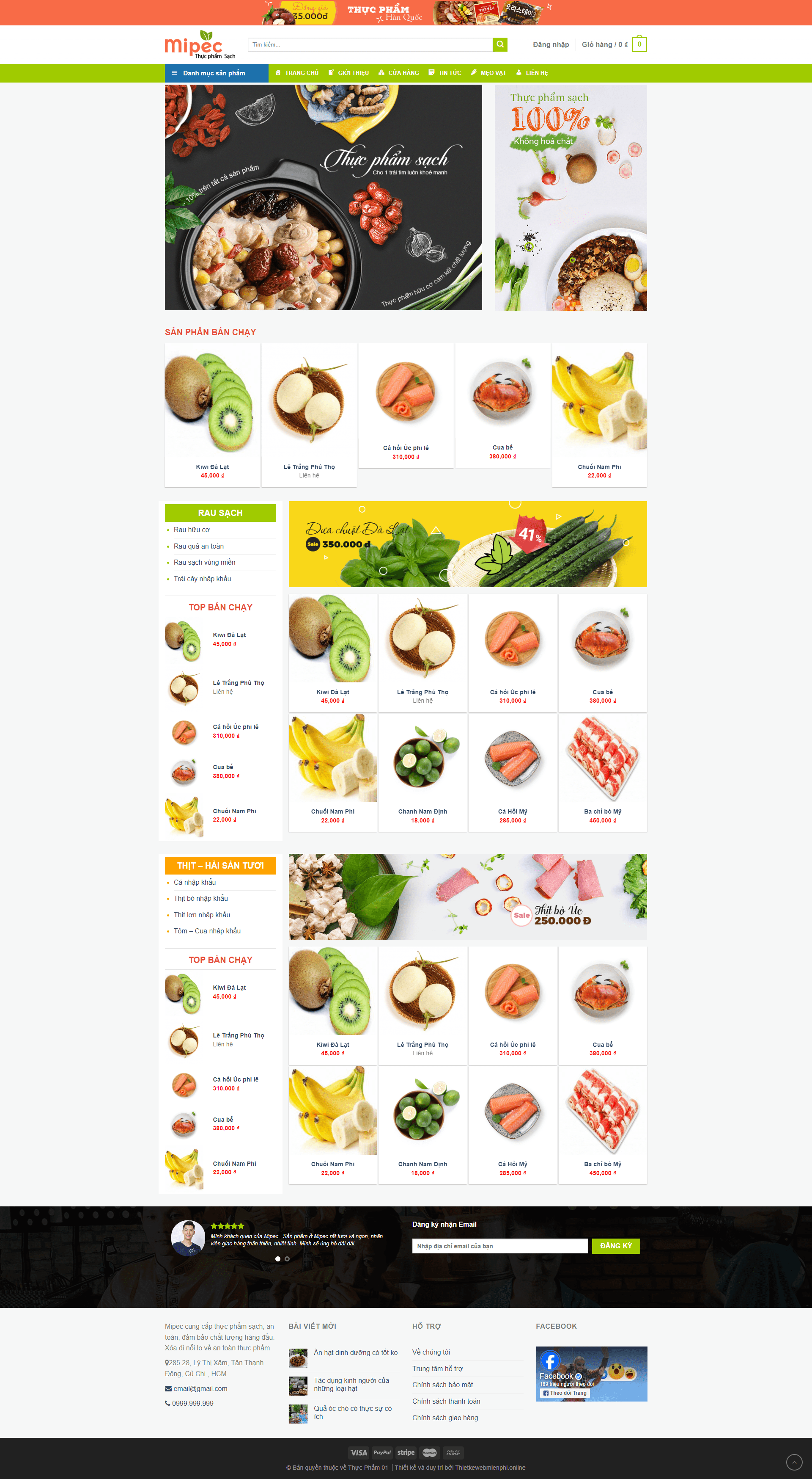 Giao diện website Thực Phẩm 01 1 Thiết kế website bán hàng “Thực Phẩm 01“