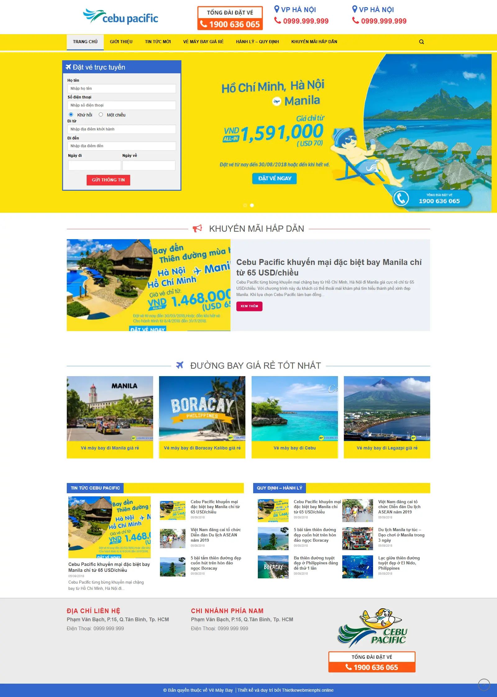 Giao diện website Vé Máy Bay 1 vemaybay