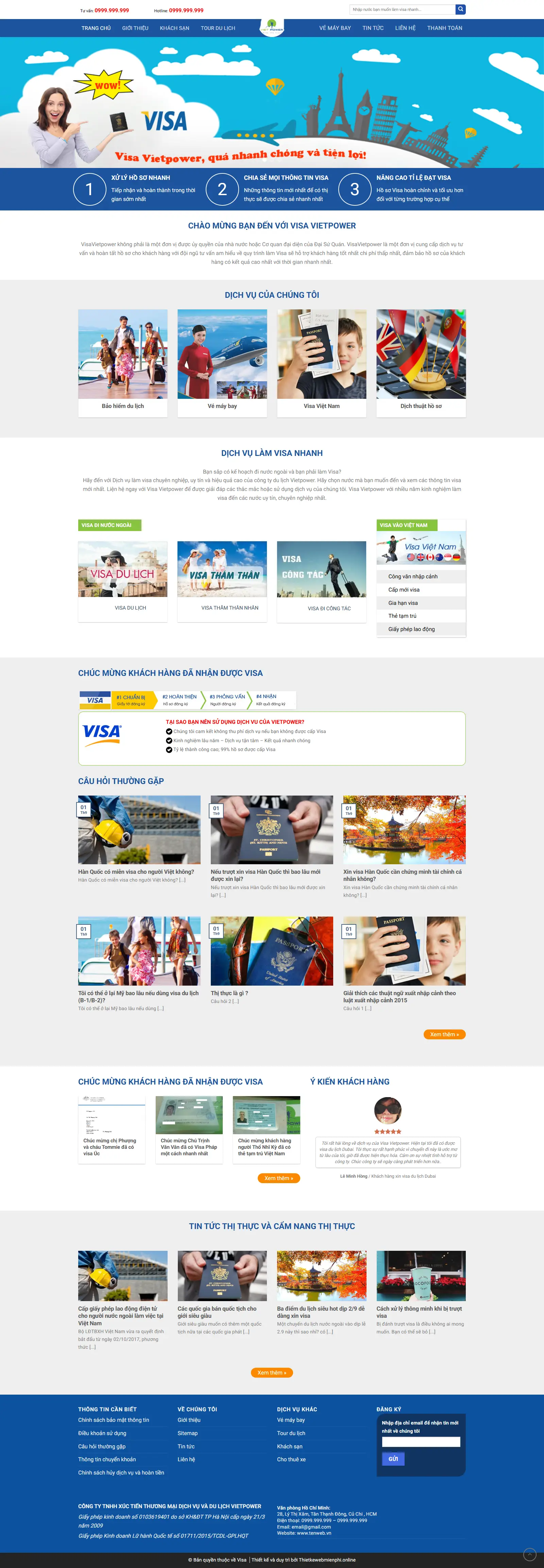 Giao diện website Visa 1 visa