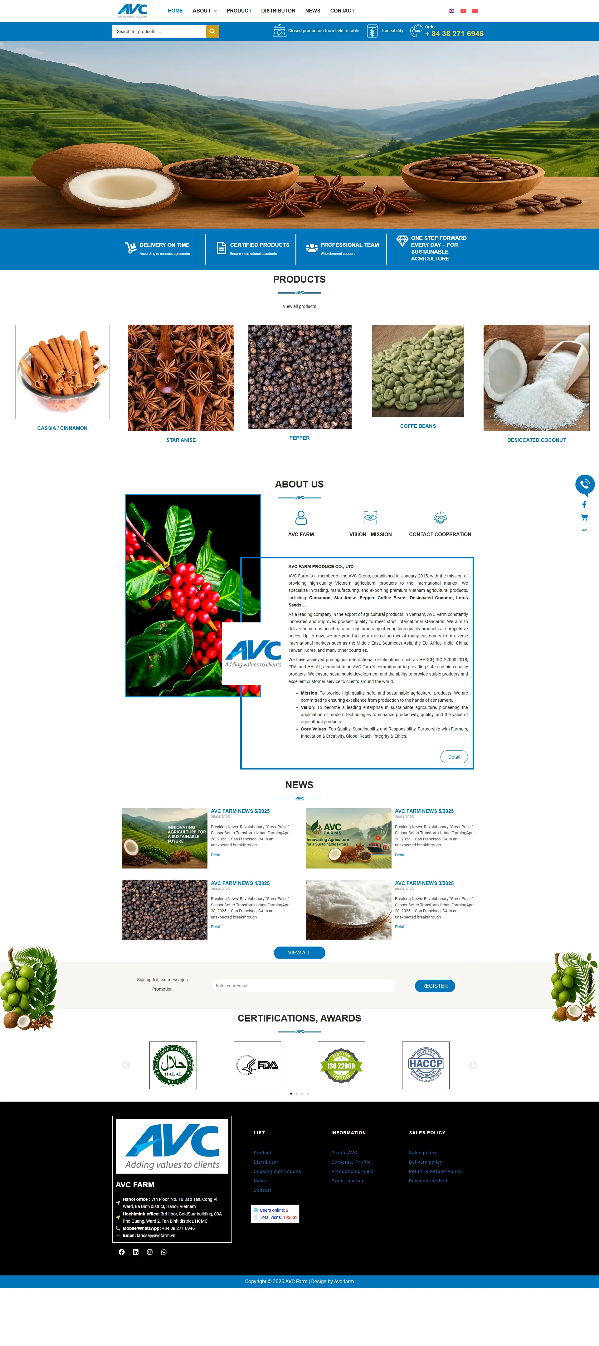 Thiết kế website bán hàng “AVC farm”